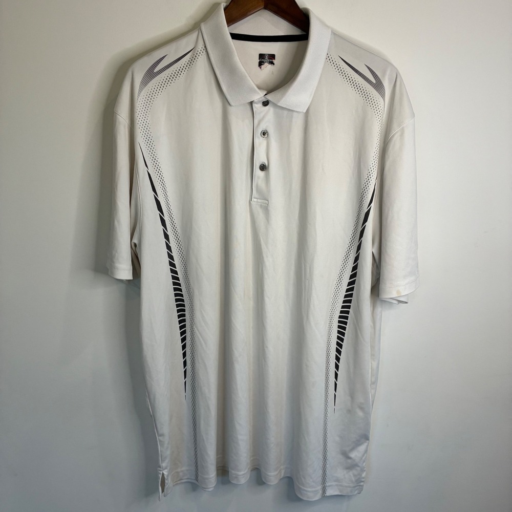 Champions Tour Mens White Graphic Golf Polo Shirt Short Sleeve Polyester